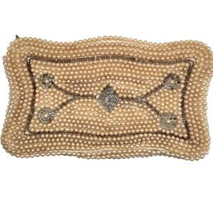 Gala Vintage‎ 50s Faux Pearl Beaded Coquette Evening Clutch Bag Handbag
